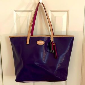Coach Outlet Leather Purple Tote Used